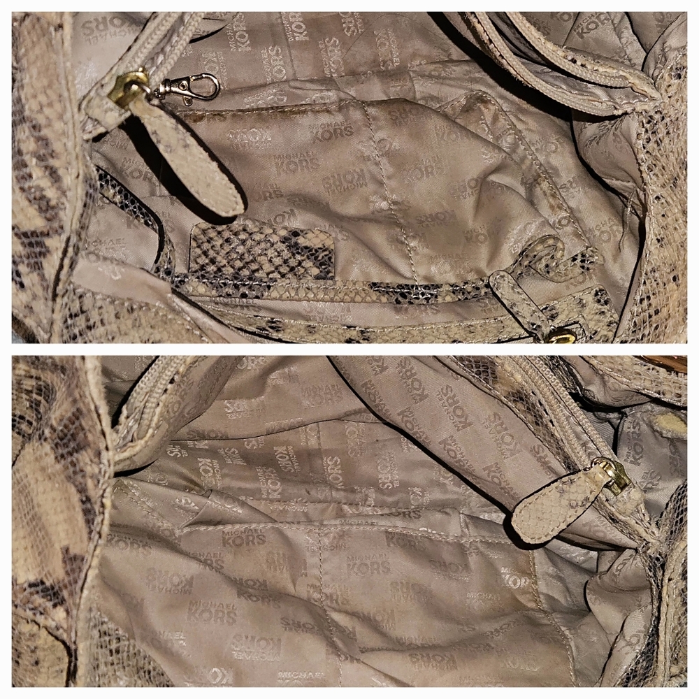 MICHAEL KORS Fulton Python Embossed Leather Shoulder Bag $499 - Picture 6 of 7